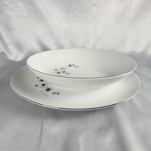 Vtg Starburst Oval Serving Platter and Bowl Creative Fine China 1014 Platinum - Picture 13 of 13